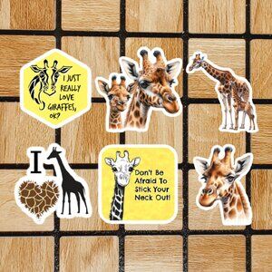 Animal Giraffe Sticker Pack of 6 Vinyl Stickers Waterproof Die Cut Sticker Set